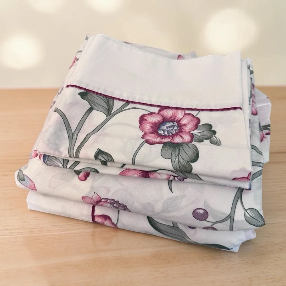 VTG 1980s Wamsutta Ultracale Floral QUEEN 4-piece Sheet Set